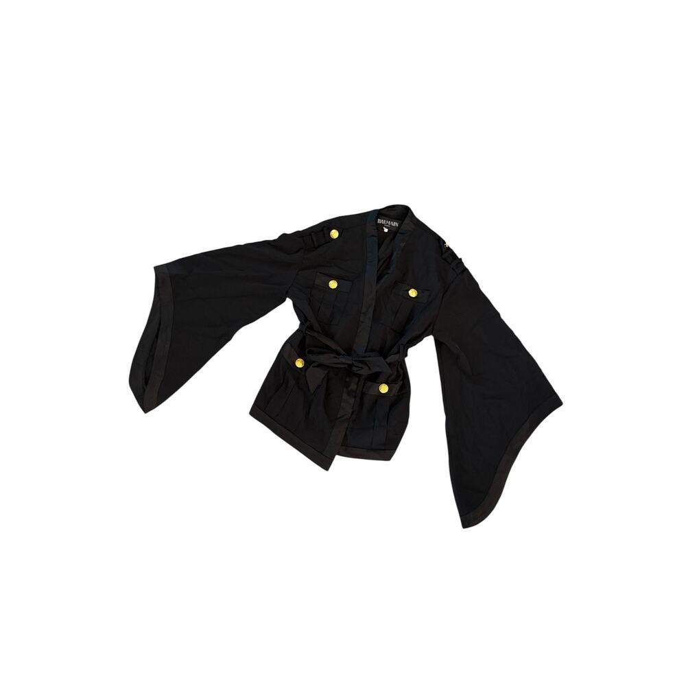 Vintage Balmain Paris Kimono Sleeve Belt Jacket Blazer Sz S/M - Picture 4 of 8